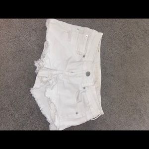 American eagle white ripped jean shorts